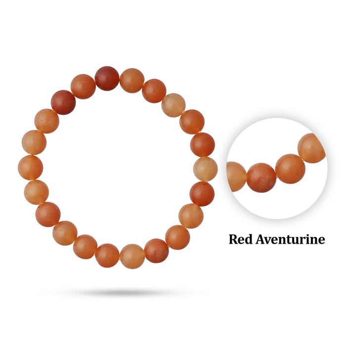 Red Aventurine Bracelet - 2.5 Inches | Red Aventurine Gemstone Bracelet/ Crystal Jewellery for Men & Women