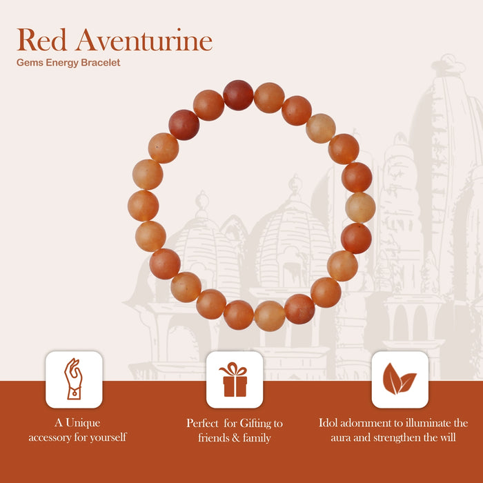 Red Aventurine Bracelet - 2.5 Inches | Red Aventurine Gemstone Bracelet/ Crystal Jewellery for Men & Women