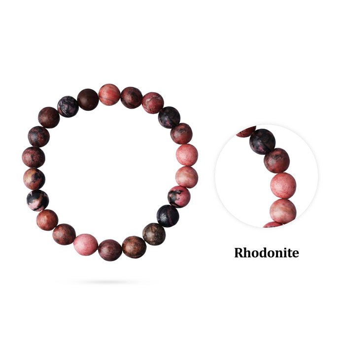 Rhodonite Bracelet - 2.5 Inches | Gemstone Bracelet/ Rhodonite Crystal Jewellery for Men & Women