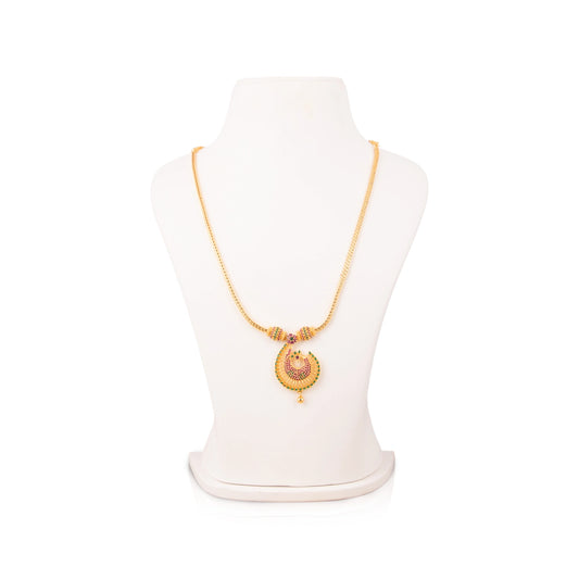 Necklace Earring Set - 6 Inches |Multicolour Stone Haram and Earing/ Gold Polish Jewellery for Women/ 45 Gms - Ethnic Wear Accessories