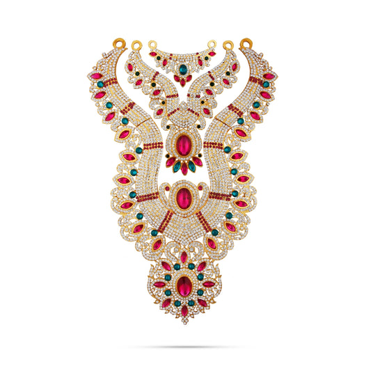 Stone Haram Set - 14 Inches | Multicolour Stone Jewellery/ Three Step Stone Necklace for Deity - Neck & Body Accessories