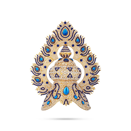 Stone Half Crown - 12 x 9 Inches | Stone Kireedam/ Stone Mukut for Pooja - Head & Face Accessories