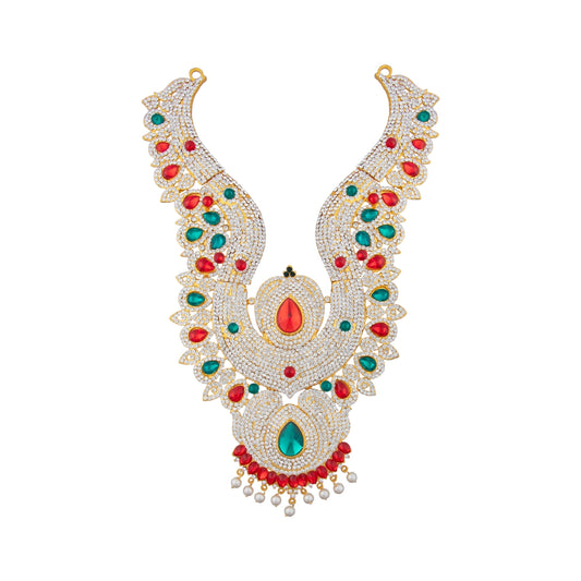 Stone Haram Set - 12 Inches | Multicolour Stone Jewellery/ Two Step Stone Necklace for Deity - Neck & Body Accessories