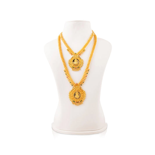 Haram Necklace Earring Set - 11 Inches | Gold Polish Jewellery Set/ Jewelry for Women/ 100 Gms Approx - Ethnic Wear Accessories