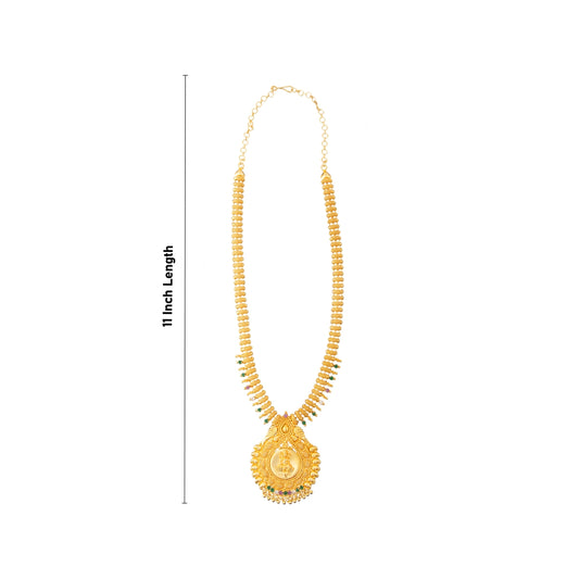 Haram Necklace Earring Set - 11 Inches | Gold Polish Jewellery Set/ Jewelry for Women/ 100 Gms Approx - Ethnic Wear Accessories