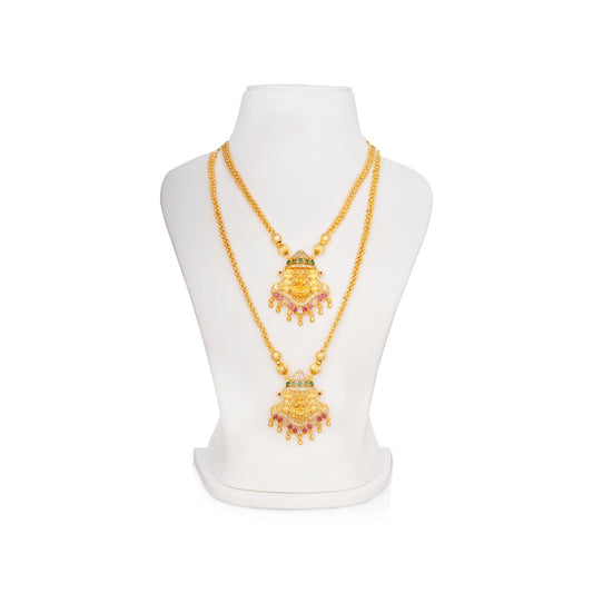 Haram Necklace Pair - 11 Inches | Gold Polish Jewellery/ Jewelry for Women/ 90 Gms Approx - Ethnic Wear Accessories