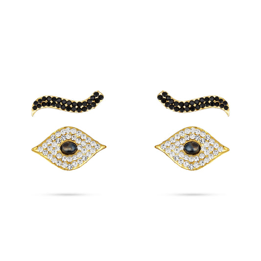 Stone Eye Pair - 1.75 Inches | Black & White Stone Kanmalar/ Amman Kanmalar for Deity Decor - Head & Face Accessories