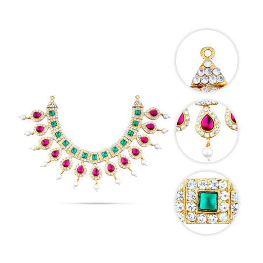 Stone Necklace - 5 Inches | Stone Haram/ Multicolour Stone Jewellery for Deity - Neck & Body Accessories