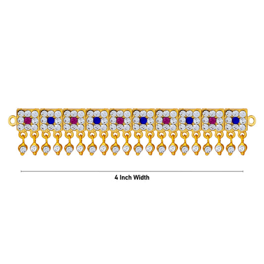 Hip Belt - 4 Inches | Multicolour Stone Jewellery/ Waist Belt/ Artificial Jewelry/ Stone Belt For Deity - Waist & Leg Accessories