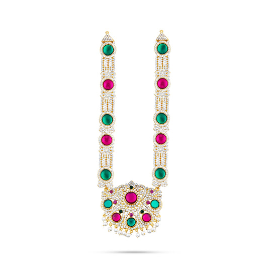Stone Haram - 13 Inches | Long Stone Necklace/ Multi Coloured Stone Jewellery for Deity - Neck & Body Accessories
