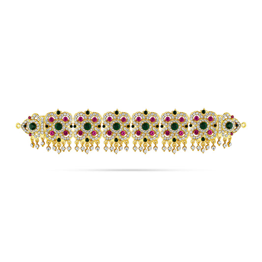 Stone Hip Belt - 10 Inches | Stone Jewellery/ Multicolour Stone Waist Belt/ Stone Belt for Deity Decor - Waist & Leg Accessories