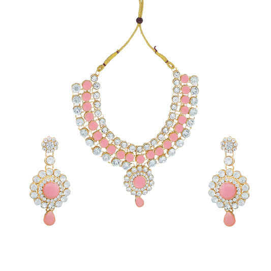 Stone Ear Ring And Necklace & Nose Pin Set - 4 x 3 Inches | Stone Jewellery Set for Women - Deity Jewellery & Vastra Sets