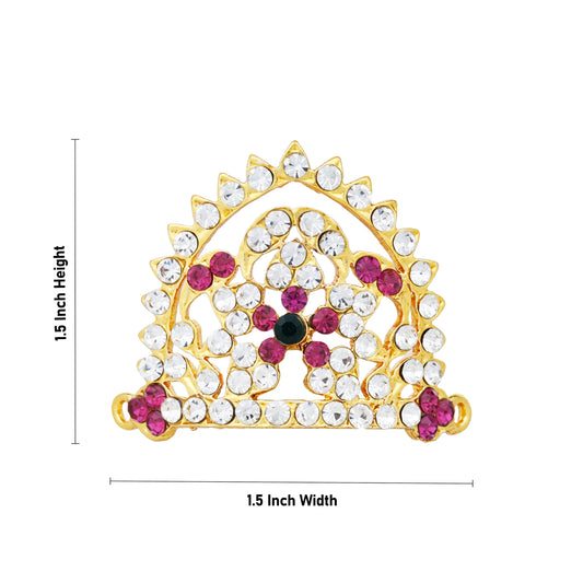 Stone Kireedam - 1.5 x 1.5 Inches | Stone Crown/ Mukut/ Stone Kiridam for Deity - Head & Face Accessories