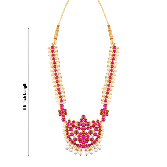 Kemp Stone Necklace - 5.5 x 2.5 Inches | Beads & Stone Haram/ Artificial Jewelry/ Dance Jewellery for Women - Bharatanatyam Jewellery
