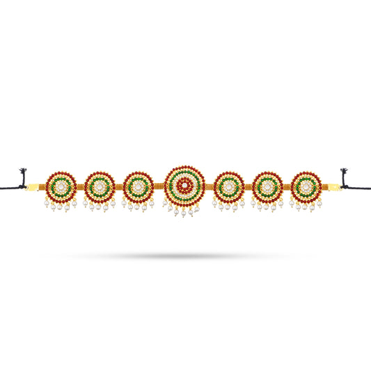 Kemp Hip Belt - 2 x 16 Inches | Multicolour Stone & Beads Design Bharatanatyam Jewellery for Dance - Bharatanatyam Jewellery