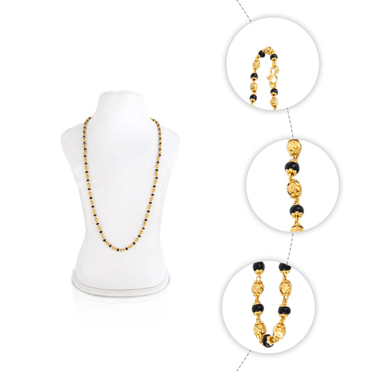 Black Beads Mala - 9.5 Inches | Artificial Jewelry / Beads Mala / Gold Polish Jewellery for Women - Ethnic Wear Accessories