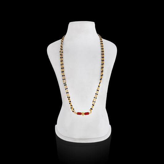 Coral Mangal Sutra - 16 Inches | 2 Line / Gold Plated Mangalsutra / Mangal Sutra / Thali Chain - Ethnic Wear Accessories