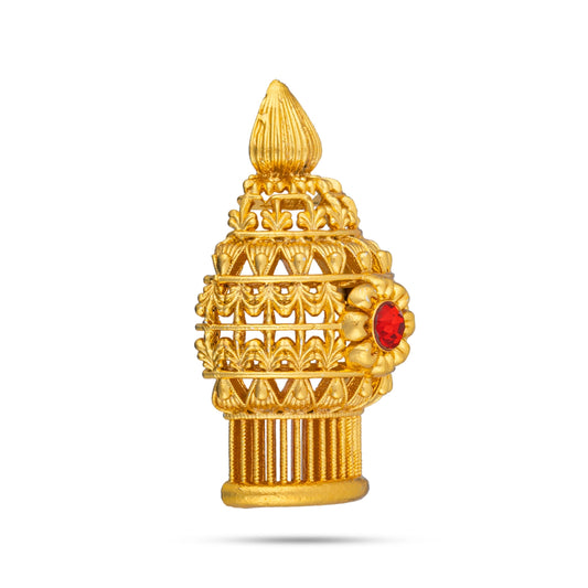 Half Vairamudi Crown | Gold Polish Half Kireedam/ Single Stone Half Mukut/ Half Kiridam for Deity - Head & Face Accessories