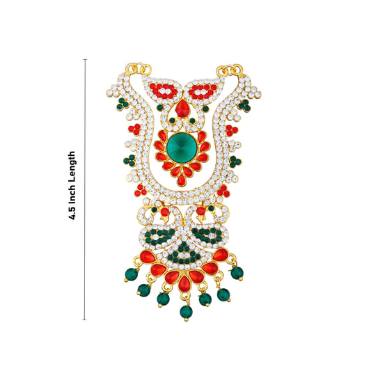 Stone Necklace - 4.5 Inches | Multicolour Stone Jewellery/ Two Line Stone Haram for Deity - Neck & Body Accessories