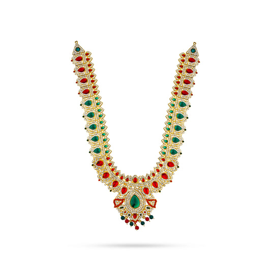 Stone Haram Stone Necklace Pair - 16 x 10 Inches | Multicolour Stone Jewellery/ Artificial Jewelry for Deity - Neck & Body Accessories