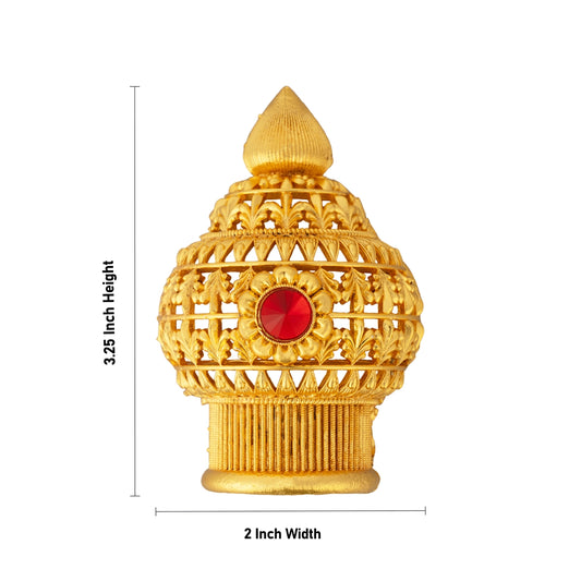 Half Vairamudi Crown - 3.25 x 2 Inches | Gold Polish & Single Stone Kireedam/ Kiridam/ Mukut for Deity - Head & Face Accessories