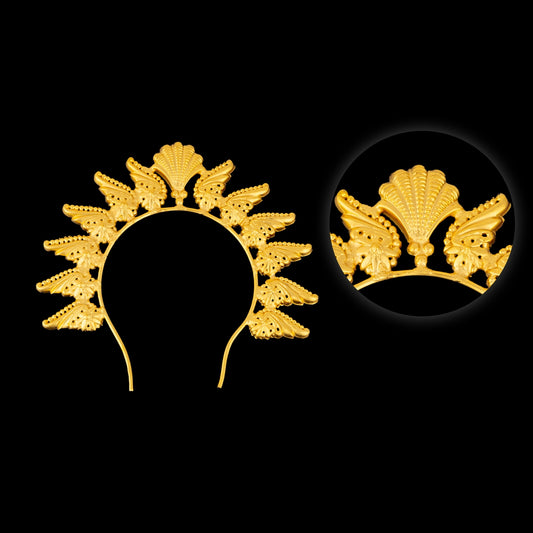Hair Arch - 3.5 x 3.5 Inches | Shankh Design Gold Polish Jewellery/ Hair Accessory for Deity - Head & Face Accessories