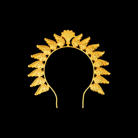 Hair Arch - 4 x 4 Inches | Shankh Design Hair Accessory/ Artificial Jewellery/ Gold Polish Jewellery for Deity - Head & Face Accessories