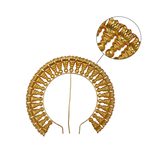 Artificial Flower Arch - 8.5 x 9.25 Inches | Gold Polish Flower Arch/ Deity Jewellery/ Jewellery for Deity - Head & Face Accessories