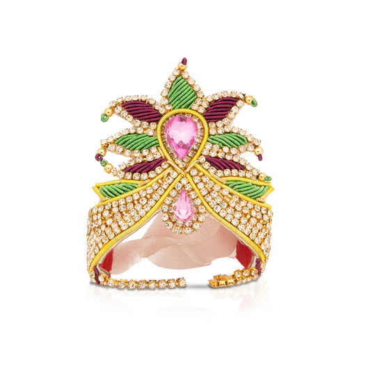 Mukut - 3 x 3.25 | Stone with Jari Crown/ Kireedam for Deity Decor - Head & Face Accessories