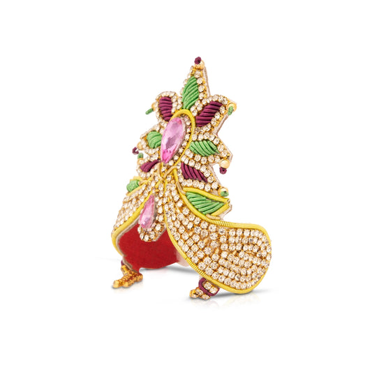 Mukut - 3 x 3.25 | Stone with Jari Crown/ Kireedam for Deity Decor - Head & Face Accessories