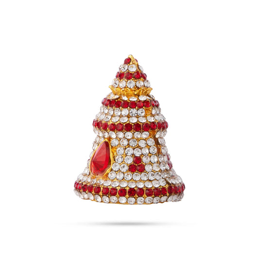Stone Kireedam - 1.5 x 1.25 Inches | Full Mukut/ Multicolour Stone Kiritam/ Crown for Deity - Head & Face Accessories