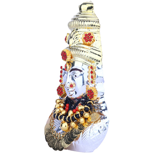 Ammavari Face - 6 Inches | Lakshmi Face in Silver/ Amman Face/ Goddess Face for Deity - Head & Face Accessories
