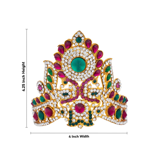 Stone Kireetam - 4.25 x 4 Inches | Half Crown/ Kiritam/ Mukut for Deity - Head & Face Accessories