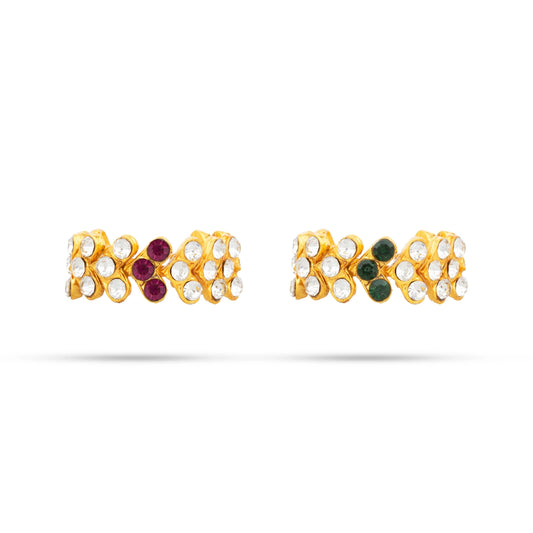 Stone Bangles Pair - 1.5 x 1.75 Inches | Multicolour Stone Jewellery/ Artificial Jewellery for Deity - Neck & Body Accessories