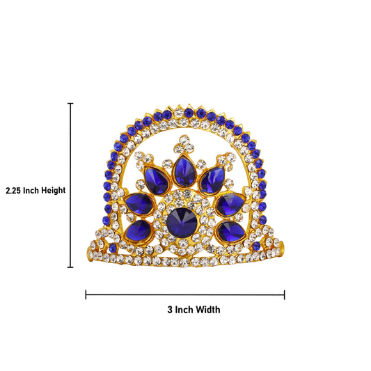 Stone Half Kireedam - 2.25 x 3 Inches | Kiridam/ Half Crown/ Stone Mukut for Deity Decor - Head & Face Accessories
