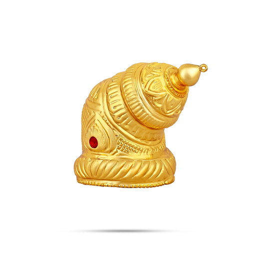Andal Kireedam - 4.5 X 5.5 Inches | Single Stone Kiridam/ Gold Polish Crown/ Mukut For Deity Decoration - Head & Face Accessories