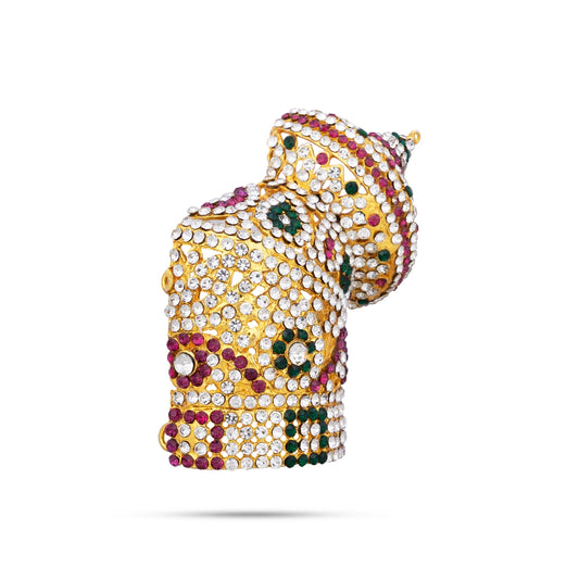 Half Crown - 4 x 3.5 Inches | Multicolour Stone Kireedam/ Andal Mukut/ Kiridam for Deity - Head & Face Accessories