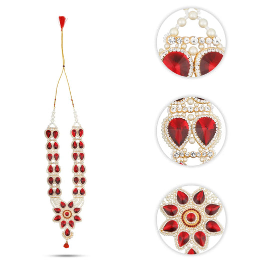 Moti Haram - 18 Inches | Stone Haram with Locket/ Stone Jewellery for Deity - Neck & Body Accessories