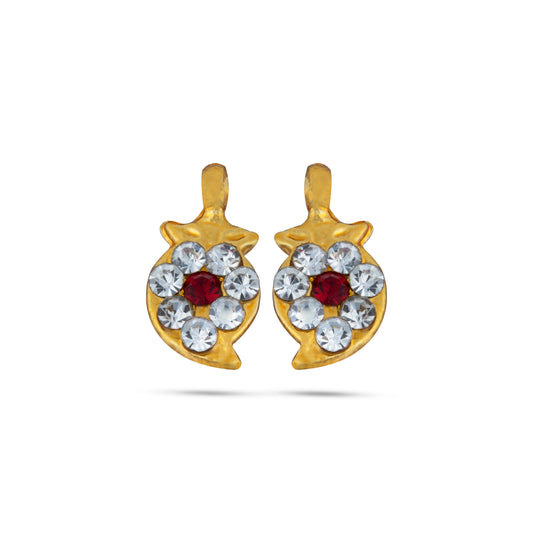 Stone Earring Set | Stud Earring/ Stone Karnapathiram for Deity Decor - Head & Face Accessories