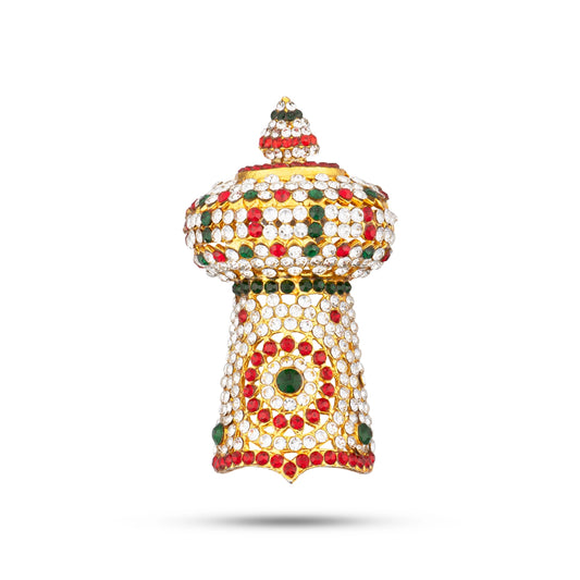 Half Crown - 3 x 1.5 Inches | Multicolour Stone Half Kireedam/ Half Mukut/ Half Kiridam for Deity - Head & Face Accessories