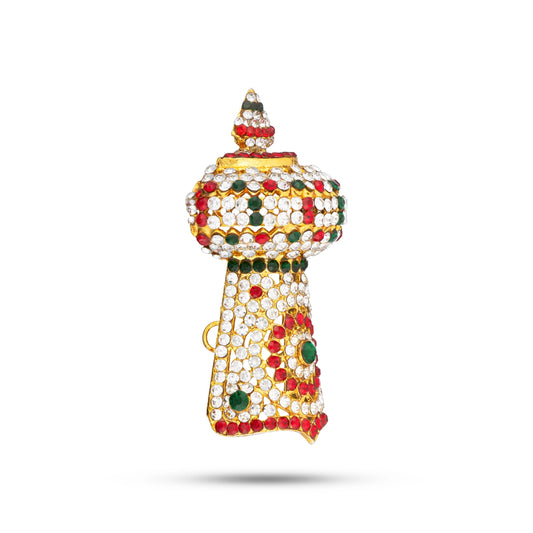 Half Crown - 3 x 1.5 Inches | Multicolour Stone Half Kireedam/ Half Mukut/ Half Kiridam for Deity - Head & Face Accessories