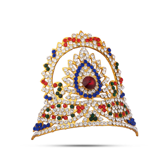 Stone Kireetam - 3 x 3.5 Inches | Half Crown/ Kiritam/ Mukut for Deity - Head & Face Accessories