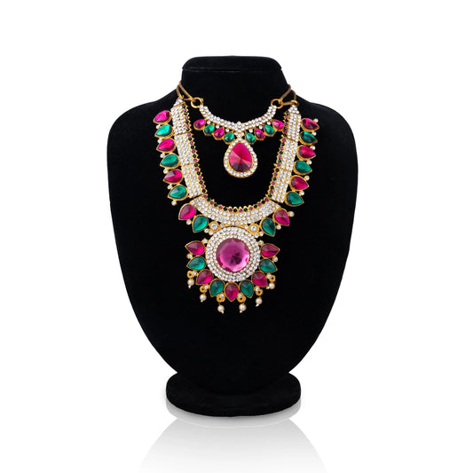 Stone Necklace & Stone Haram - 7 Inches | Multicolour Stone/ Stone Jewellery for Deity - Neck & Body Accessories