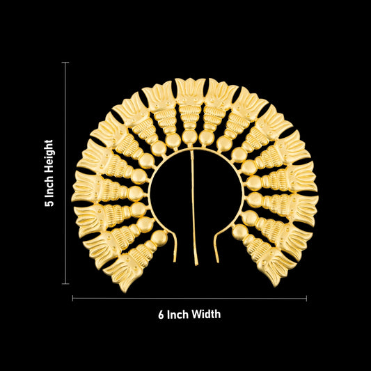 Hair Arch - 5 x 6 Inches | Lotus Design Hair Accessory/ Artificial Jewellery/ Gold Polish Jewellery for Deity - Head & Face Accessories