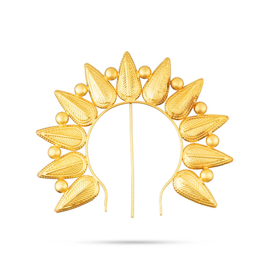 Hair Arch - 5 x 5.75 Inches | Leaf Design Hair Accessory/ Artificial Jewellery/ Gold Polish Jewellery for Deity - Head & Face Accessories