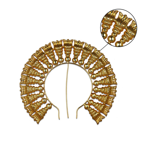 Artificial Flower Arch - 6 x 7.25 Inch | Gold Polish Flower Arch/ Deity Jewellery/ Jewellery for Deity - Head & Face Accessories