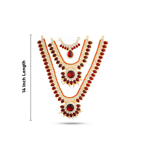 Stone Necklace & Stone Haram - 14 Inches | Multicolour Stone/ Stone Jewellery for Deity - Neck & Body Accessories