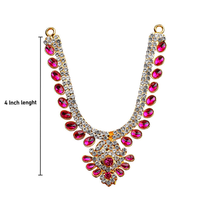Stone Haram & Stone Necklace - 4 x 2.75 Inches | Multicolour Stone Jewelry/ Jewellery for Deity