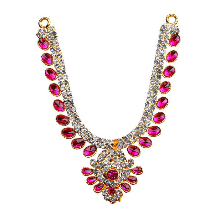 Stone Haram & Stone Necklace - 4 x 2.75 Inches | Multicolour Stone Jewelry/ Jewellery for Deity