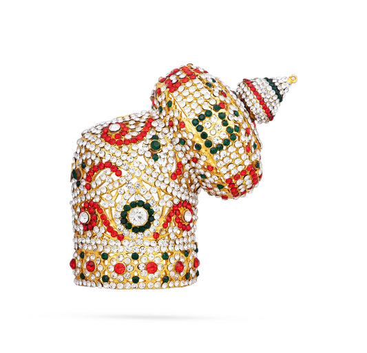 Half Crown - 4 x 4 Inches | Andal Kiridam/ Multicolour Stone Kireedam/ Mukut for Deity - Head & Face Accessories